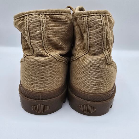 Palladium Pampa Hi tan canvas combat boot shoe rubber soles mens 8 - Picture 4 of 12